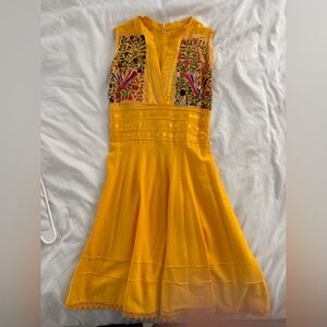 Like new Embroidered Cotton Yellow Dress